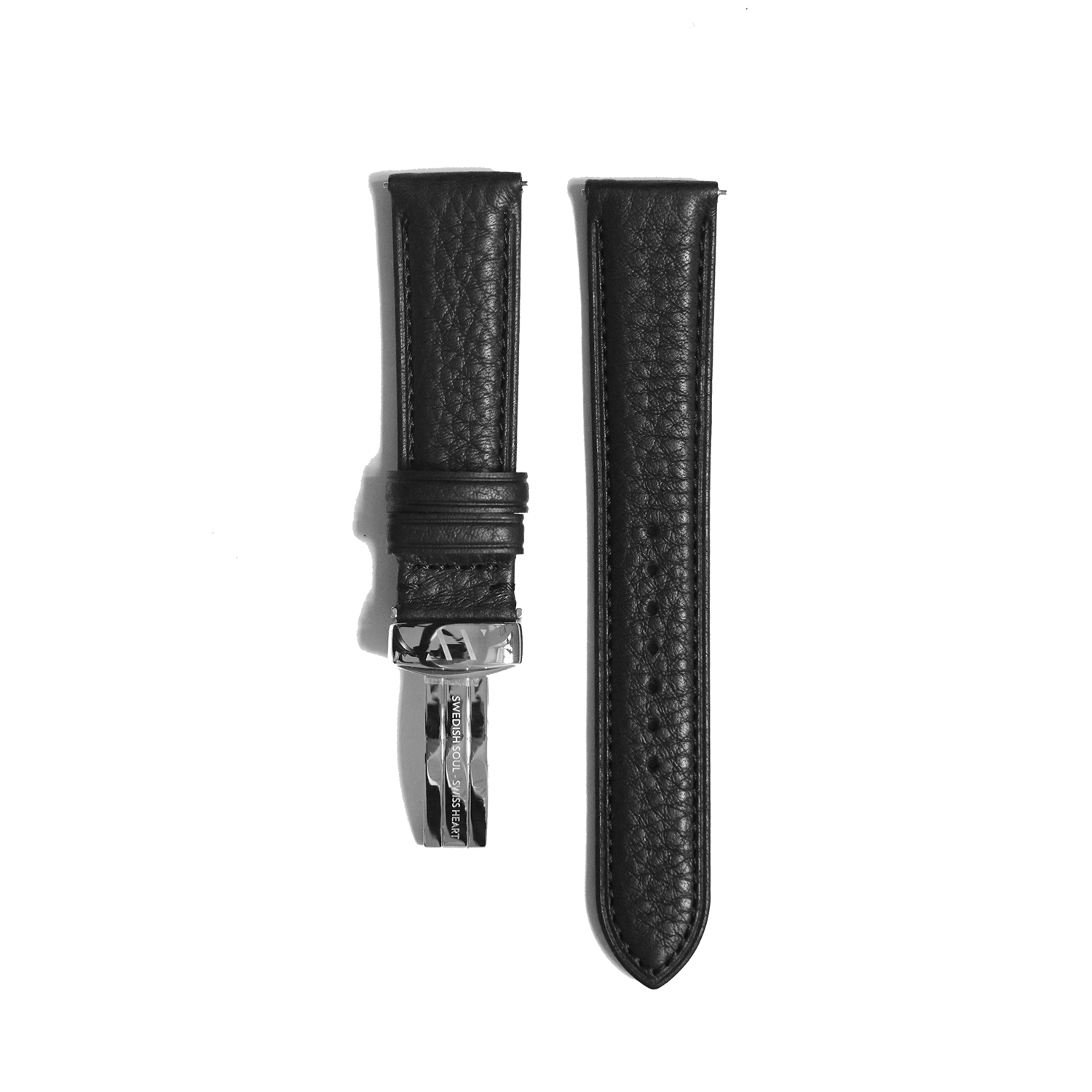 Black leather strap with edge seam